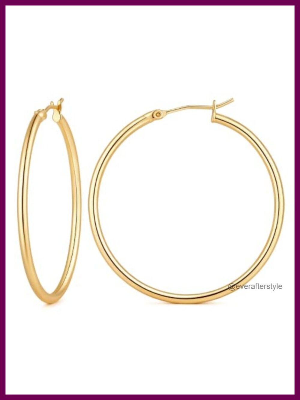 14K Gold Plated Hoop Earrings for Women - 40mm 50mm 60mm Lightweight